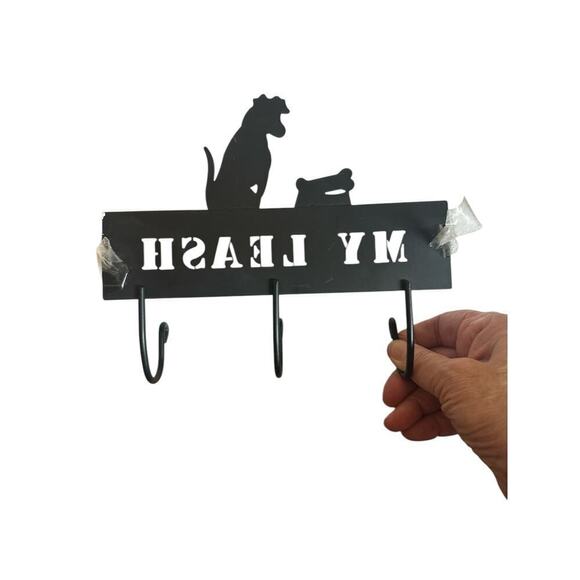 My Leash Dog Pet Leash Metal Rack Hanger 8"x6.5" Three Hooks Wall Mounte… - Picture 3 of 3